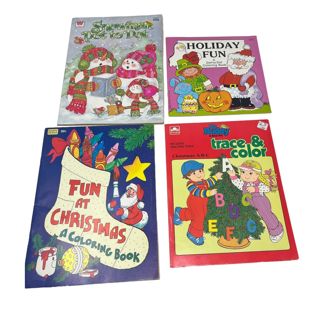 Vintage Unused Coloring Books. My Buddy Trace and Color Christmas ABC Dot to Dot